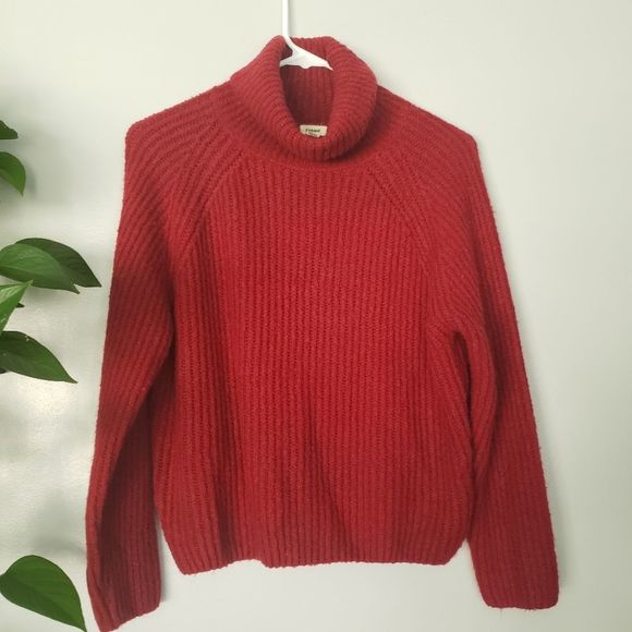 Garage Red waffle knit turtle neck sweater XS - Picture 2 of 6